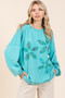 Mittoshop Vintage Textile Flower Patch Mineral Wash Pullover Sweatshirt