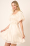Mittoshop Metallic Organza Fabric Balloon Sleeve Mini Dress
