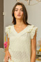 BiBi Floral Ruffled Armhole V-Neck Top
