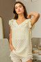 BiBi Floral Ruffled Armhole V-Neck Top