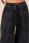 Mittoshop Mineral Wash Wide Leg Elastic Waist Twill Pants