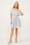 And The Why Puff Sleeve Ruched Button Front Gingham Dress