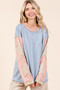 Mittoshop Star Patch Long Sleeve Colorblock Mineral Wash Top