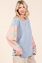Mittoshop Star Patch Long Sleeve Colorblock Mineral Wash Top