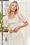 ADORA Lace Smocked Waist Peasant Top