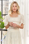ADORA Lace Smocked Waist Peasant Top