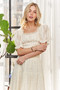 ADORA Lace Smocked Waist Peasant Top