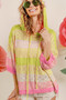 BiBi Short Sleeve Stripe Low Gauge Knit Hoodie