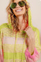 BiBi Short Sleeve Stripe Low Gauge Knit Hoodie