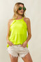 BiBi French Terry Knit Ruffled Detail Sleeveless Top