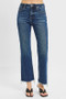 RISEN Full Size Tummy Control High Rise Crop Straight Raw Cut Hem Jeans Plus Size