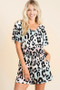 BiBi Gradation Leopard Soft Knit V-neck Romper
