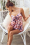 BiBi Floral Printed Jersey Knit with Tie Ribbon Front