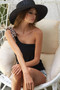 BiBi Rayon Span Knit One Shoulder Top with Leopard Ribbon