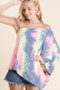 BiBi Tie Dye French Terry One Shoulder Top with Dolman
