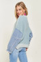 ADORA Plus Size Frayed Denim Sleeve Sweater Top