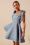 SO ME A Line Fit and Flare Diamond Bow Ribbon Denim Dres
