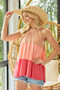 BiBi Rayon Span Jersey Color Block Tiered Halter Neck Cami