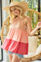 BiBi Rayon Span Jersey Color Block Tiered Halter Neck Cami