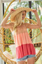 BiBi Rayon Span Jersey Color Block Tiered Halter Neck Cami