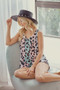 BiBi Leopard Printed Jersey Color Block Sleeveless Top