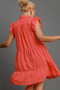 Umgee Full Size Johnny Collar Ruffle Cap Sleeve Tiered Dress Plus Size