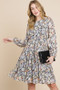 Lime 'N' Chili Chiffon Floral Print Belted Dress with Back Zipper