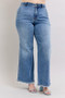 Judy Blue Full Size Raw Hem Wide Leg Jeans Plus Size
