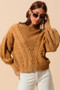 SO ME Mineral Washed Loose Fit Textured Cable Sweater