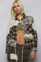 POL Lace Patchwork Plaid Oversized Shirt
