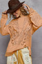 POL Round Neck French Terry Sweatshirt with Cutout Detail