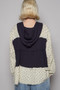 POL Color Block Printed Frayed Hem Hooded Shacket