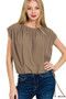 Zenana Woven Drawstring Tie Side Sleeveless Top