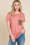 BOMBOM Leopard Chest Pocket Tee