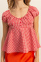 HYFVE Gingham Scoop Neck Cap Sleeve Blouse