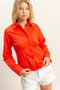 HYFVE Long Sleeve Pleated Waist Poplin Shirt