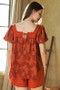 Davi & Dani Nature Printed Square Neck Puff Sleeve Blouse
