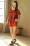 Davi & Dani Nature Printed Square Neck Puff Sleeve Blouse
