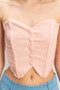 HYFVE Buttoned Front Strapless Knit Bustier Top