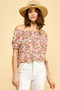 Lime 'N' Chili Floral Print Short Sleeve Off-The-Shoulder Blouse