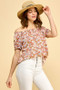 Lime 'N' Chili Floral Print Short Sleeve Off-The-Shoulder Blouse