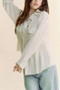 Davi & Dani Garment Washed Jacquard Button Front Shirt