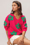 BiBi Pearl Beads Flowers Sweater Top