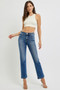 RISEN Full Size Tummy Control Elastic Band Mid Rise Straight Jeans Plus Size