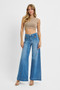 RISEN Full Size Mid Rise Wide Front Patch Pocket Jeans Plus Size