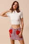 SO ME Contrast Bow Knot Pocket Fourth Of July Denim Skirt