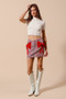SO ME Contrast Bow Knot Pocket Fourth Of July Denim Skirt