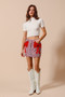 SO ME Contrast Bow Knot Pocket Fourth Of July Denim Skirt
