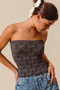 SO ME Jacquard Floral Two Tone Seamless Tube Top