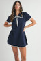 MABLE Ruffle Trimmed Collar Fine Knit Mini Dress